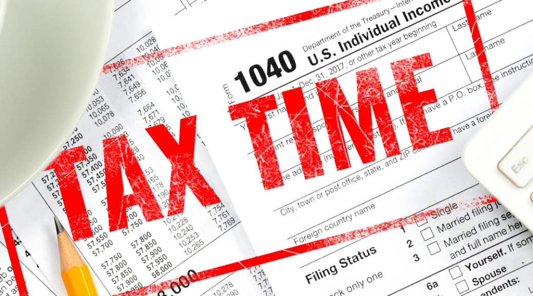 1040 forms stamped with "TAX TIME" in red